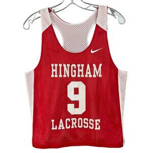 Nike Red & White Hingham Lacrosse #9 Reversible Jersey Tank Top S/M